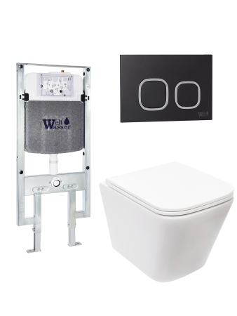 Комплект инсталляции с унитазом Weltwasser AMBERG 497 ST + GELBACH 043 MT-WT + AMBERG RD-BL