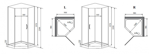 Душевая кабина Timo Premium ELTA H-312 L 90x90x220