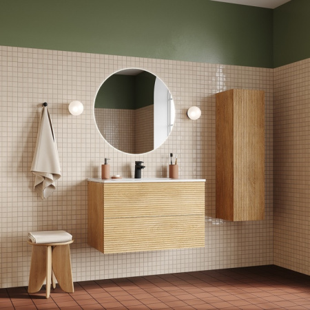 Тумба с умывальником IDDIS Bild подвесная, 80 см, дуб светлый (BIL80V0i95K)