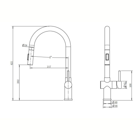 Смеситель Reflexion Lago RX9904GD для кухни с вытяжным изливом, брашированное золото
