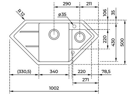 Кухонная мойка TEKA ASTRAL 70 E-TG 1B 2D ONYX 40143532