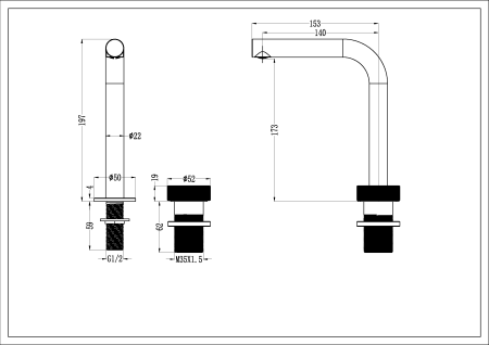 Смеситель для раковины Boheme Tech 158-NB nikel brush