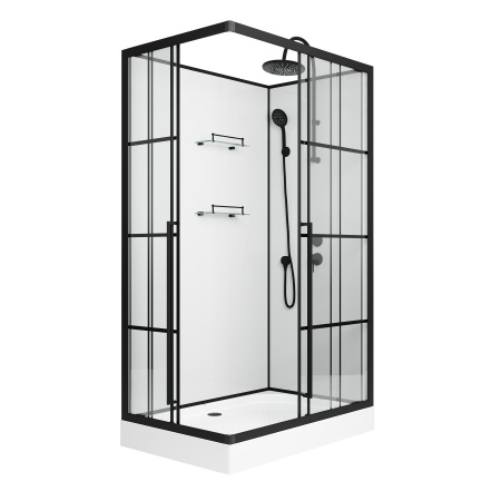 Душевая кабина Niagara Standart ST100/80/15QR/KL/BKT (100х80х225) низкий поддон(15см),черный,стекло прозрачное