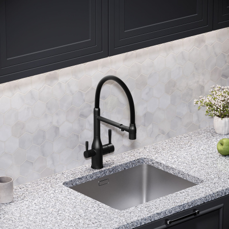 Смеситель для кухни SANCOS Garda с гибким изливом и возможностью подключения фильтра для воды, цвет Черный матовый, арт. SC4009MB