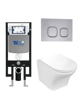 Унитаз с инсталляцией WeltWasser AMBERG 497 + ODENBACH 004 GL-WT + AMBERG RD-CR