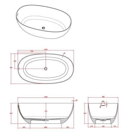 Timo Ванна solid SATU1450 (1450*780*540)