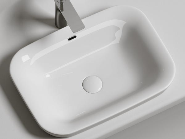 Умывальник прямоугольный встраиваемый сверху в столешницу Ceramicanova Element 580*400*150мм, Белый, CN6041