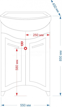 Тумба под умывальник Misty Уют 55 прямая (бабочка)