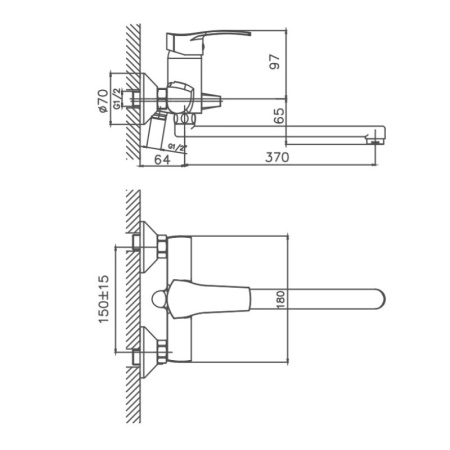 Смеситель для ванны Cron CN2270, хром