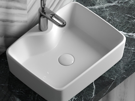 Умывальник чаша накладная прямоугольная Ceramicanova Element 480*370*130мм, Белый, CN6033