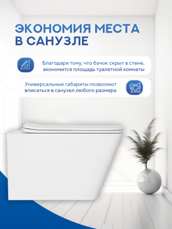 Унитаз подвесной безободковый Amore di Mare Tassaro Tornado P202MW-T Matte White, прямоугольный белый матовый, антивсплеск, фарфоровый, быстросъемное сиденье дюропласт с крышкой микролифт
