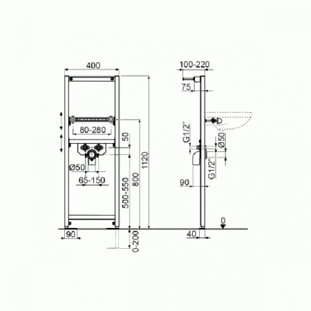 Система инсталляции для раковины AlcaPlast A104/1120