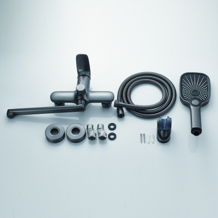 Смеситель для ванны Shevanik S8502T, оружейная сталь