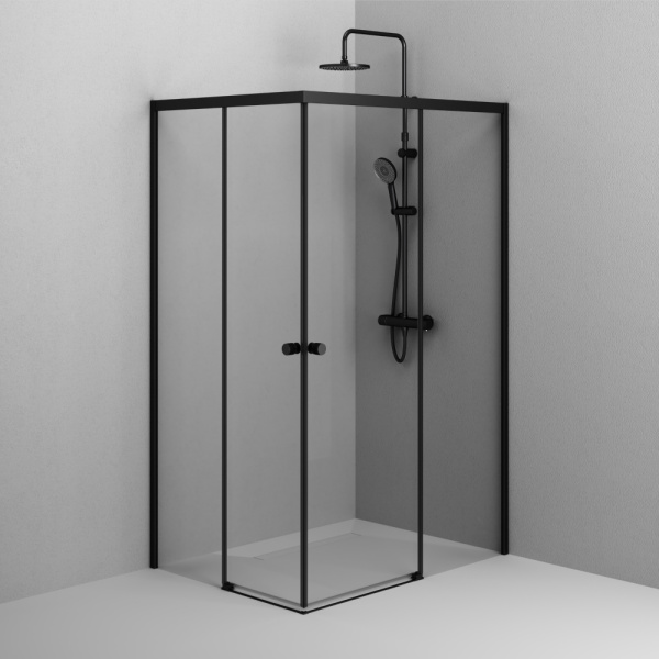 W94G-403-12090-BТ Душевое ограждение AM.PM X-Joy Square Slide 120х90, черный, прозрачное