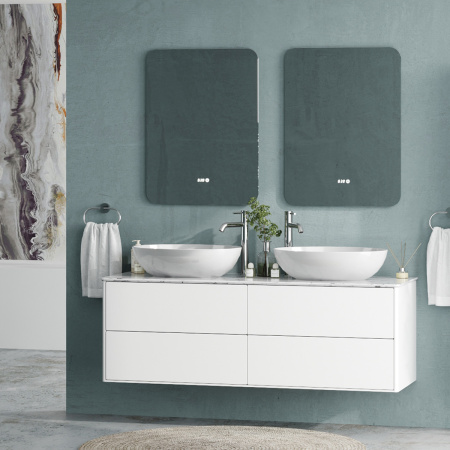 Тумба под умывальник Belux Джаз подвесная 150-04, белый глянцевый