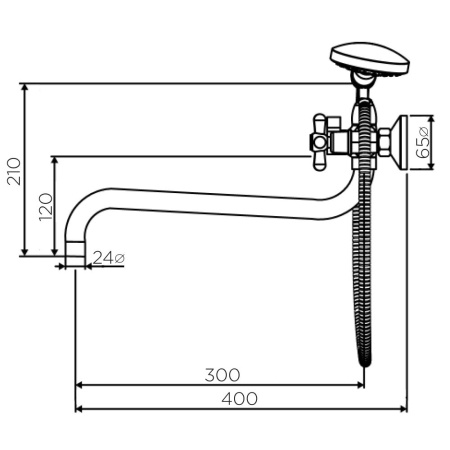 D6095000 Vintage двухзахватный Смеситель для ванны и душа AM.PM с универсальным изливом и душевым набором