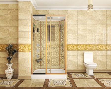 Душевая кабина Niagara Luxe NG-7711GL (90x120х215) низкий поддон(15см),дверь раздвижная,стенки золото,6 мест