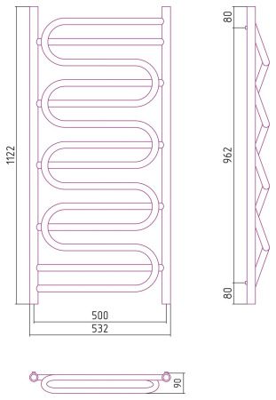 Полотенцесушитель Сунержа Иллюзия-ПРОФИ 1200х500 00-5108-1250