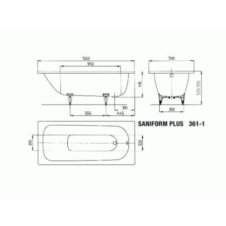 Стальная ванна Kaldewei SANIFORM PLUS 150х70 (361-1) с самоочищающимся покрытием