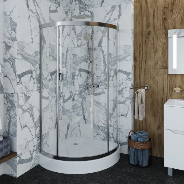 W45G-315-090TM Tender Solo Slide 90. Душевое ограждение AM.PM, 90x90, профиль хром, стекло прозрачное, без поддона