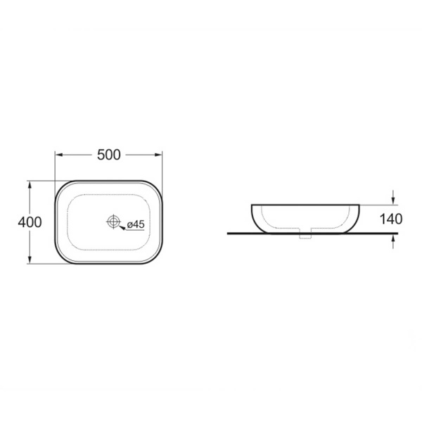 Раковина керамическая Vincea VBS-101MO, 505х405х140, накладная, цвет океан матовый