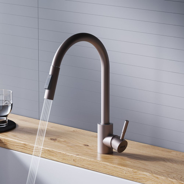 D3007511 Logic Кухонный смеситель Dorff  с вытягивающимся изливом, сатин