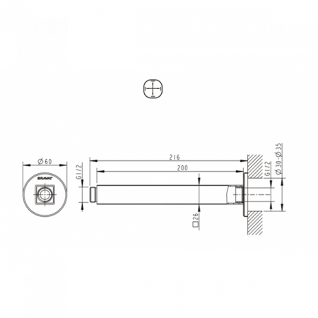 Держатель верхнего душа Bravat P7436C-RUS