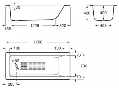 Чугунная ванна Roca Tampa 170x70 A234150000, с ножками