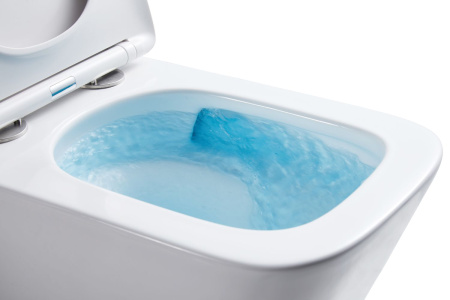 Унитаз подвесной Azario Teramo 490х345х355 безободковый,  квадратный с системой антивсплеск (Торнадо) в комплекте с сидением микролифт (AZ-0052-UQ)