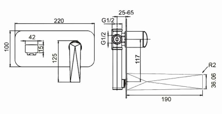 Смеситель для раковины Boheme Venturo 375-SGM Оружейная сталь глянцевая