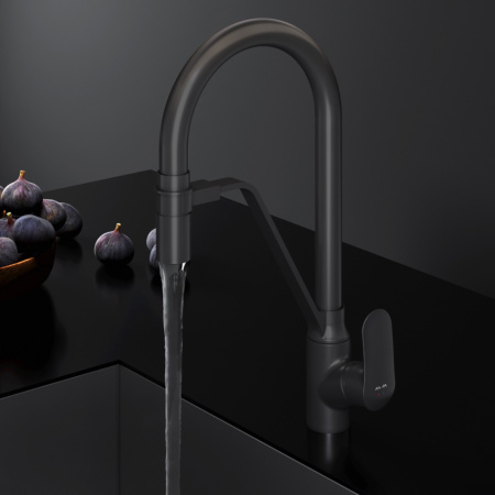 F8007822 Like, Смеситель для кухни AM.PM с каналом для питьевой воды и гибким изливом, черный
