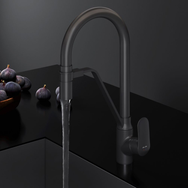 F8007822 Like, Смеситель для кухни AM.PM с каналом для питьевой воды и гибким изливом, черный