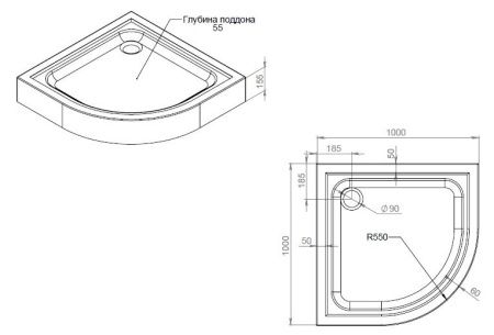 Поддон душевой AM.PM Gem W90T-401-100W 100х100 см, с сифоном