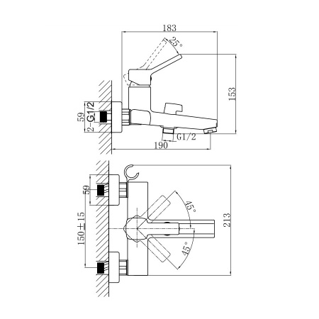 Смеситель для ванны D&K Rhein DA1493201, хром