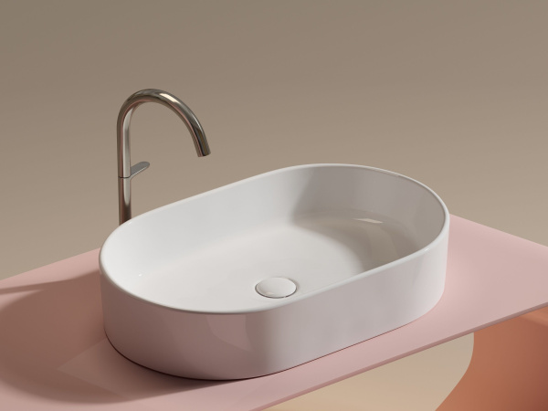Умывальник чаша накладная овальная Ceramicanova Element 608*385*122мм, Белый, CN6048