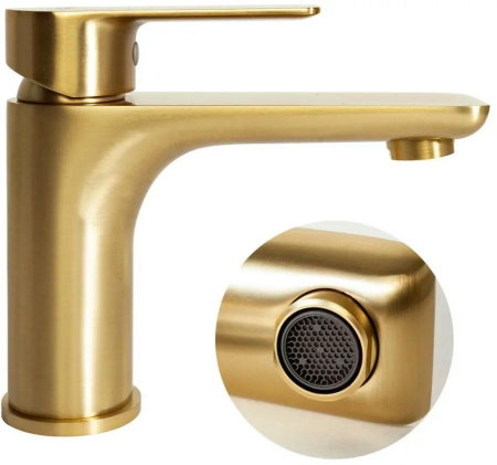Cмеситель для раковины Hansberge H1099 Золото матовый