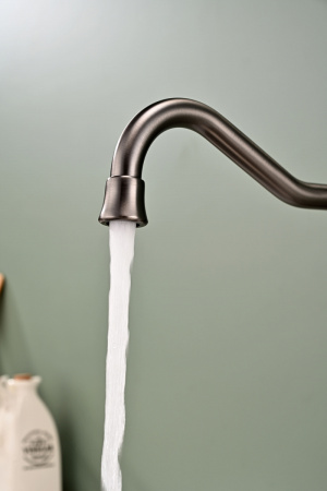 Смеситель для кухни Paulmark RETRO Re213226-GM, вороненая сталь