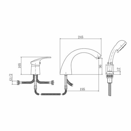 Смеситель на борт ванны FASHUN A1121, хром