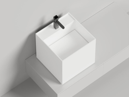 Раковина накладная Salini ARMONIA SQUARE TOP 03 без отверстия под смеситель, белый, 130523TM