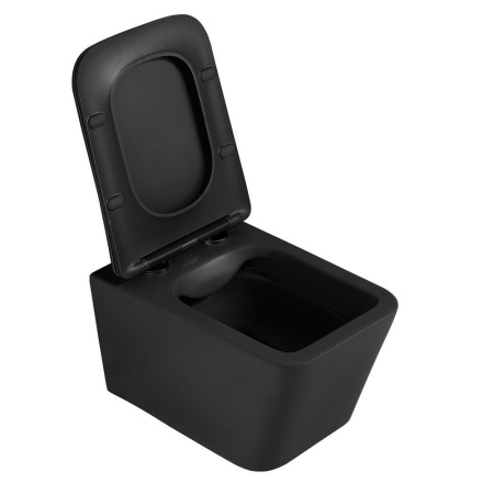 Комплект подвесной унитаз ABBER Rechteck AC1201MB черный матовый с инсталляцией AC0105 и кнопкой AC0120MB черный матовый