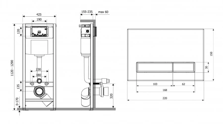 Система инсталляции для подвесного унитаза 4 в 1 Lavinia Boho Relfix 77010022