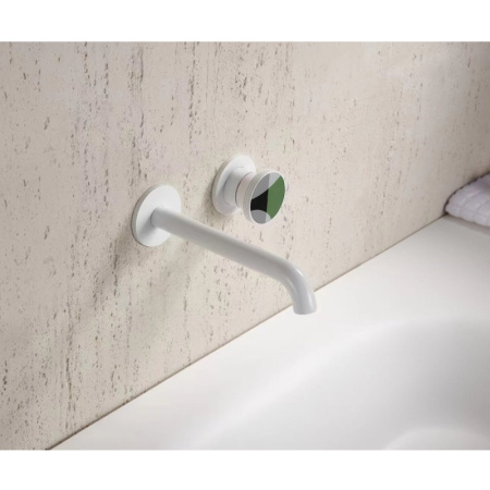 Смеситель для раковины встраиваемый Bronze de Luxe 9007W-G, белый/зеленый