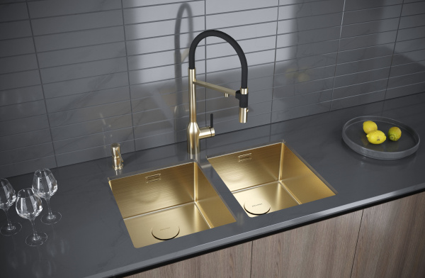 Мойка Paulmark NEXT 38 UNI PM213844-LG 440х380х200 мм, нержавеющая сталь, светлое золото