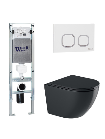 Комплект инсталляции с унитазом Weltwasser AMBERG 350 ST + MERZBACH 043 GL-BL + AMBERG RD-WT