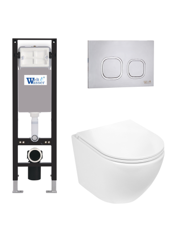 Комплект инсталляции с унитазом Weltwasser AMBERG 350 + MERZBACH 043 GL-WT + AMBERG RD-MT CR