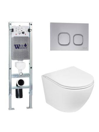 Комплект инсталляции с унитазом Weltwasser AMBERG 350 ST + MERZBACH 041 XL GL-WT + AMBERG RD-CR