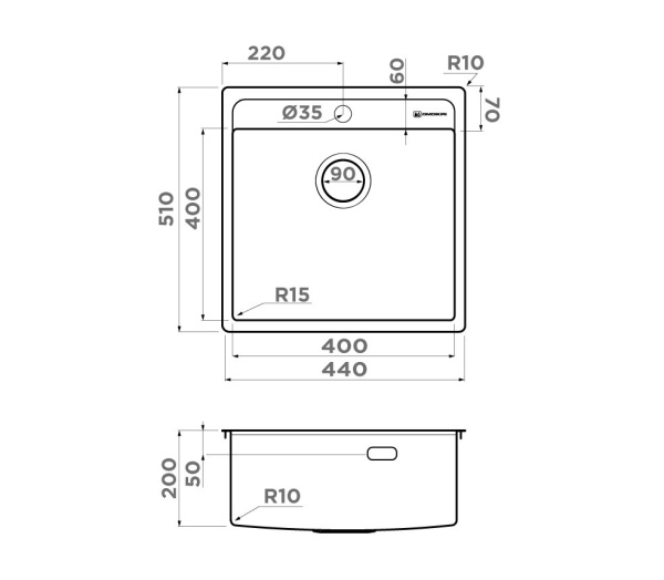 Кухонная мойка Omoikiri Daisen 44-IN нерж. сталь/нержавеющая сталь 4993179