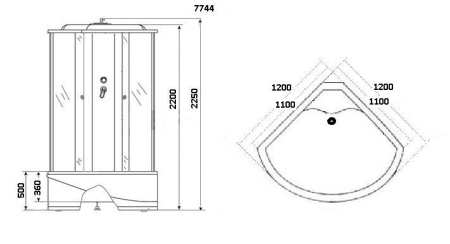 Душевая кабина Niagara Luxe NG-7744G (120x120х215) высокий поддон(50см),дверь раздвижная,стенки золото,4 места