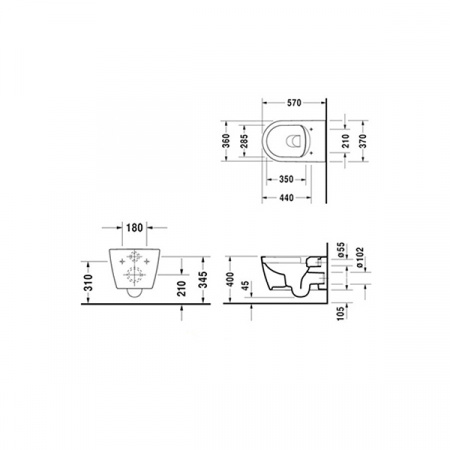 Унитаз подвесной Duravit Me by Starck Rimless 2529090000 безободковый с крышкой-сиденьем SoftClose