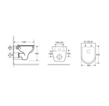 Унитаз с инсталляцией WeltWasser AMBERG 350 ST + BAARBACH 004 GL-WT + AMBERG RD-BL